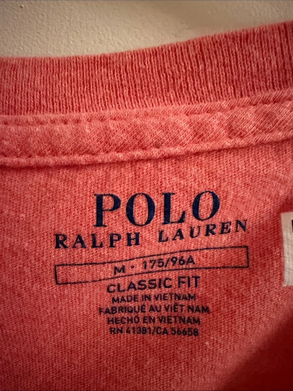 Polo by Ralph Lauren Coral Crewneck Tee with Blue Pony